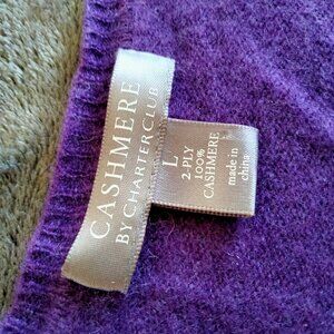 100 percent cashmere, bright purple V-neck